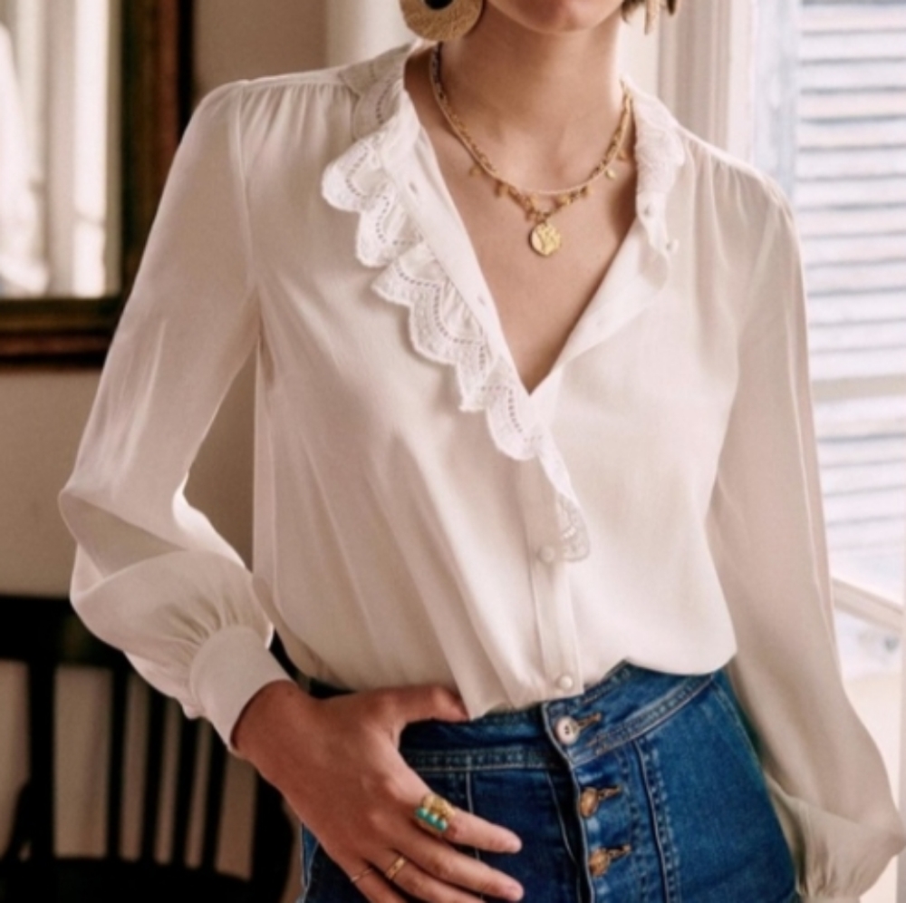 Sezane Chloe shirt in ecru